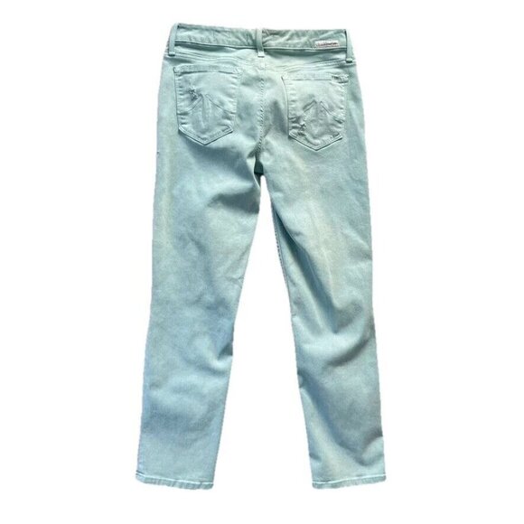 Anthropologie Level 99 Jeans Women 27 Mint Lily Roll Up Crop Mid Rise Distressed - Picture 2 of 14